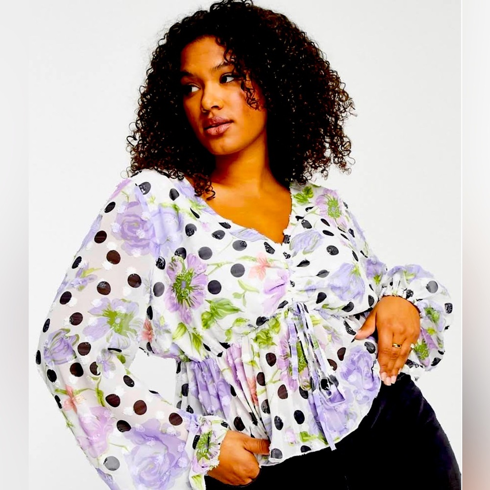 🚨SOLD 🚨NWT MSRP$45 ASOS DESIGN LONG SLEEVE RUCHED FRONT BLOUSE PLEATED PEPLUM